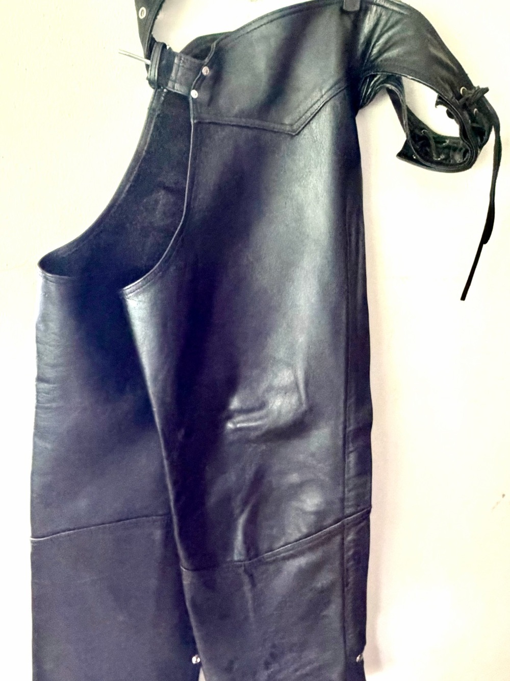 Adult Black Leather Chaps Great Condition S. XL